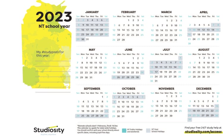 School terms and public holiday dates for NT in 2023 | Studiosity